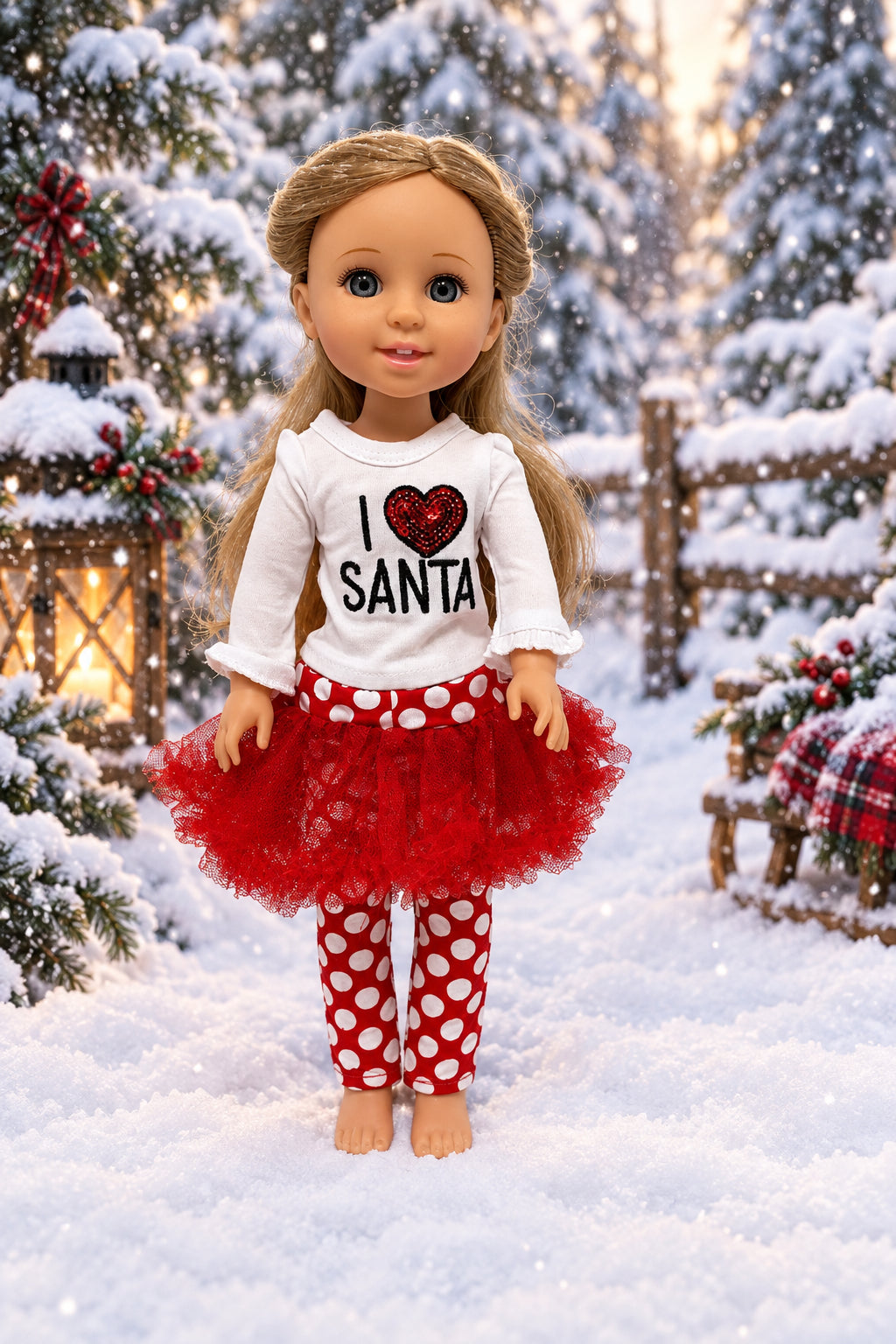 14.5 I Love Santa Pants Set  | 14.5" Doll Clothes | Fits 14.5in Slim Body