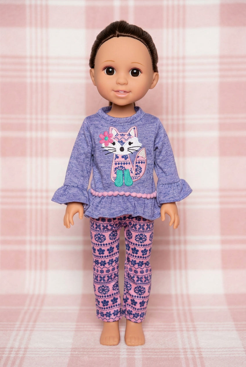 14.5"Purple Fox Pants Set | 14.5" Doll Clothes | Fits 14.5 in Slim Body