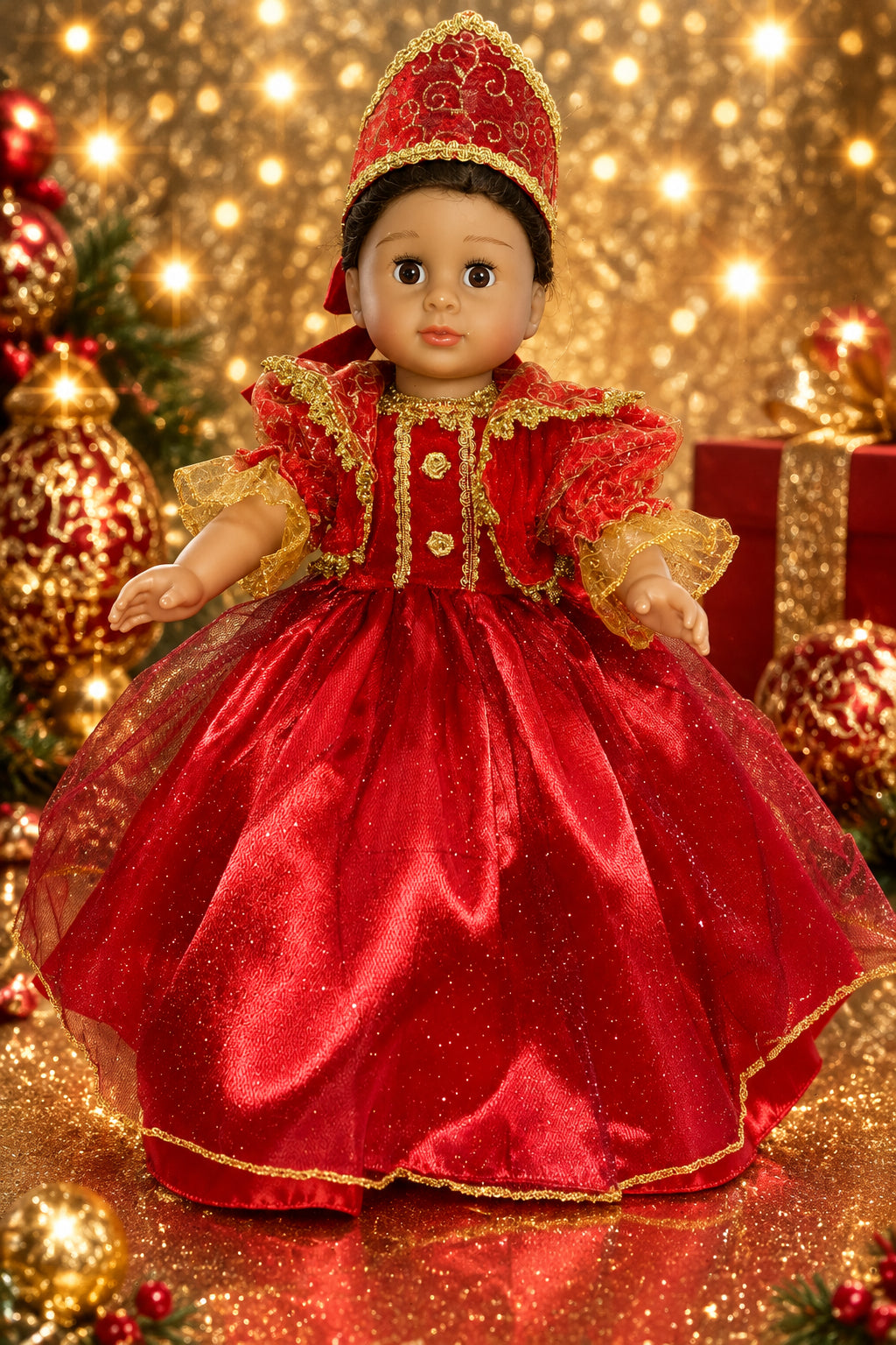Red and Gold Russian Ballgown Set  | Fits Most 18" Girl Dolls | Doll Clothes
