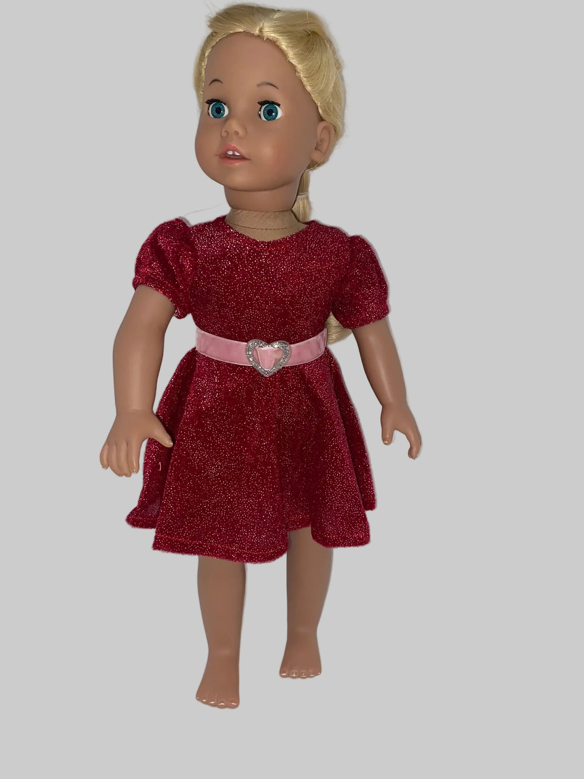 Red Velour Sparkle Dress Set | Fits Most 18" Dolls | 18 Inch Doll Clothes