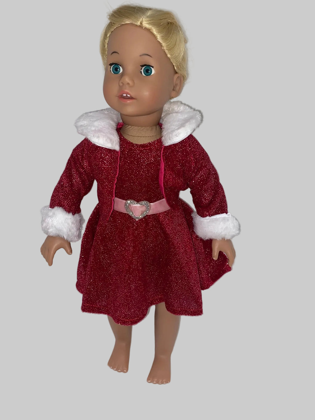 Red Velour Sparkle Dress Set | Fits Most 18" Dolls | 18 Inch Doll Clothes