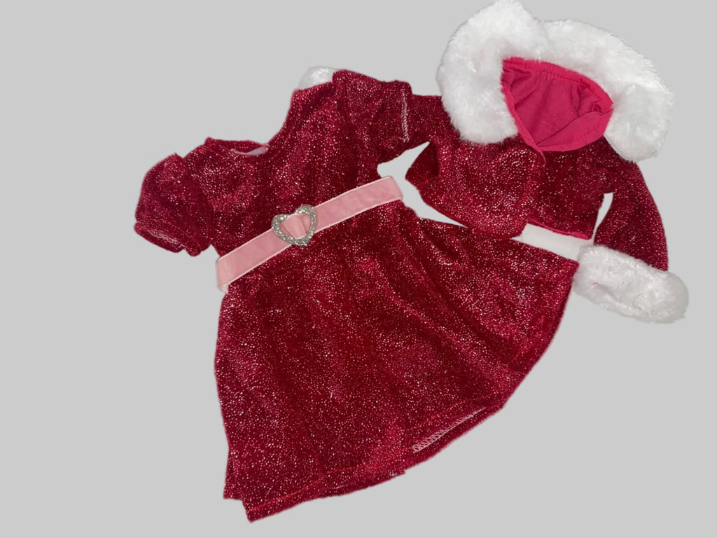 Red Velour Sparkle Dress Set | Fits Most 18" Dolls | 18 Inch Doll Clothes