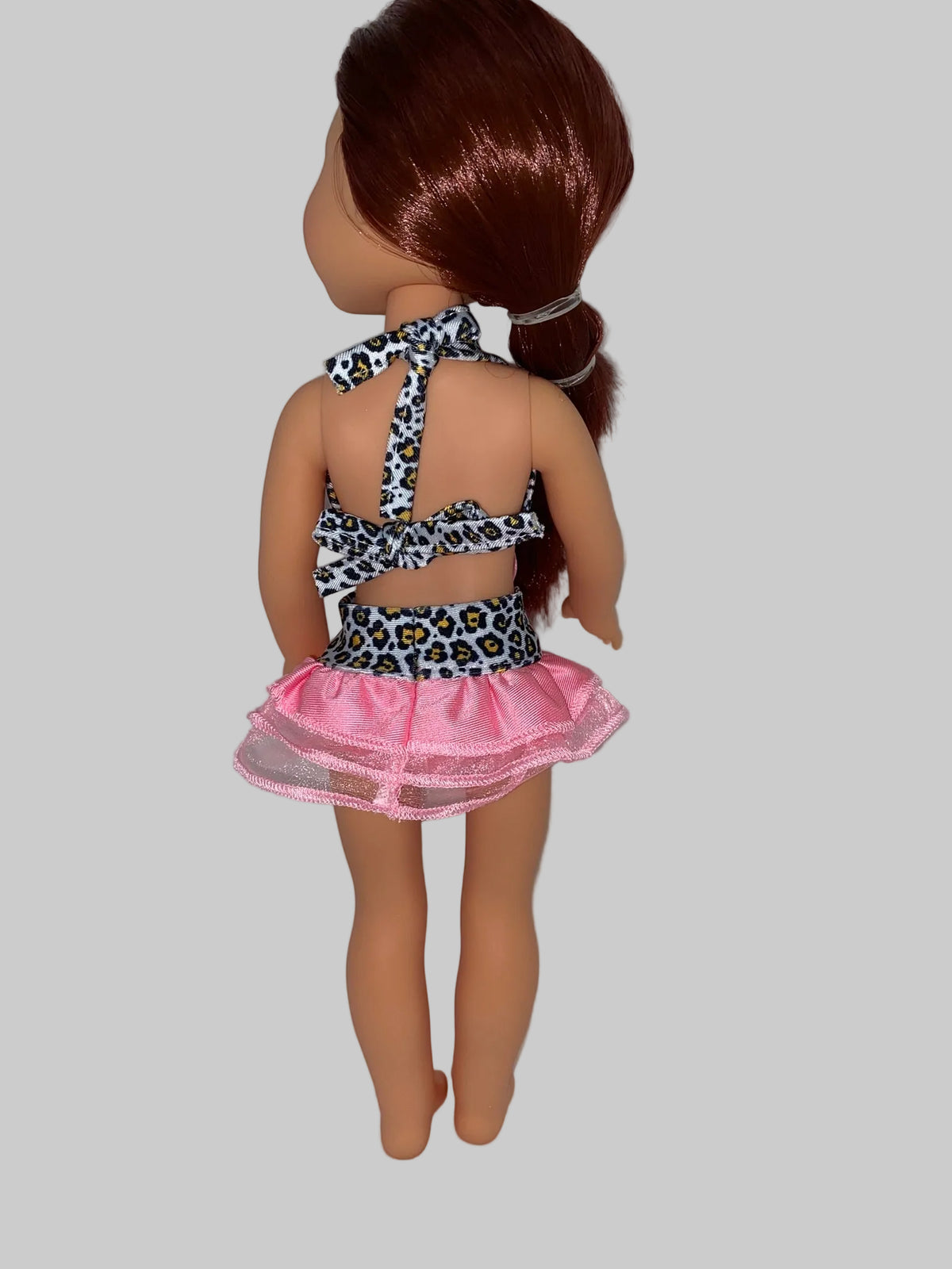 14.5" Cheetah Swimsuit with Pink Trim | 14.5" Doll Clothes for Slim Body Dolls