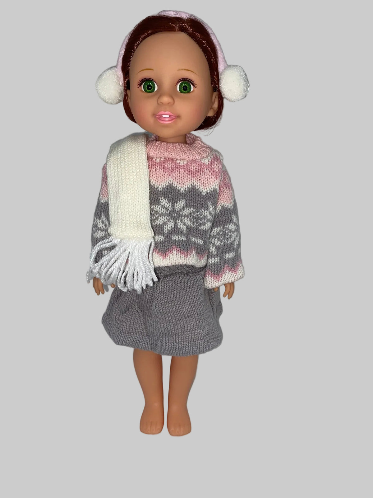 14.5" Pink & Gray Sweater Skirt Set | 14.5" Doll | Fits 14.5 in Slim Body Dolls