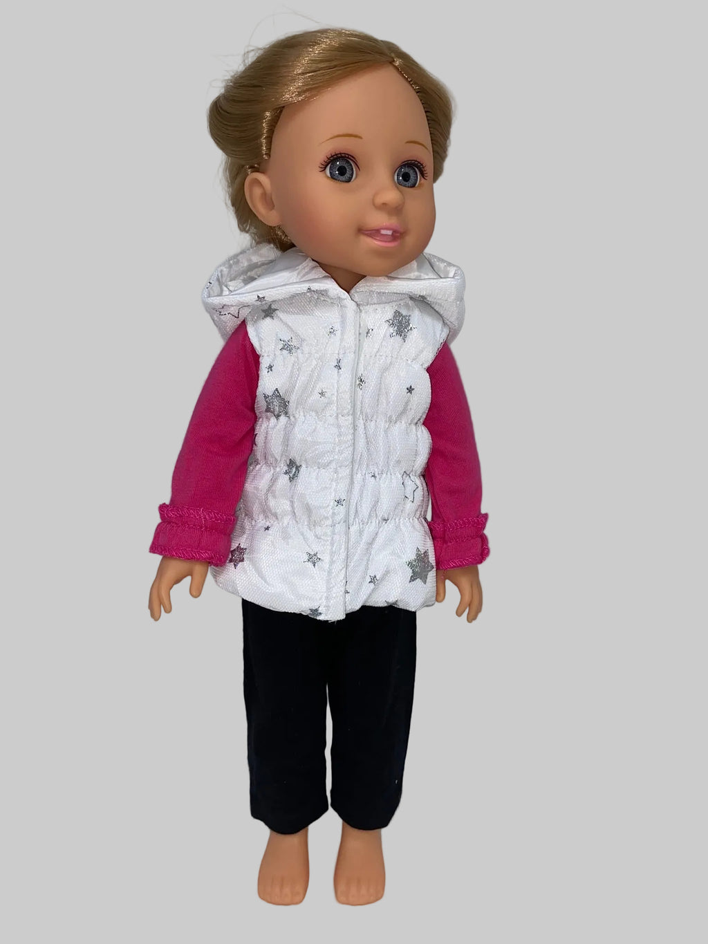 14.5 Hot Pink Star Puffer Pants Set | 14.5" Doll Clothes | Fits 14.5in Slim Body