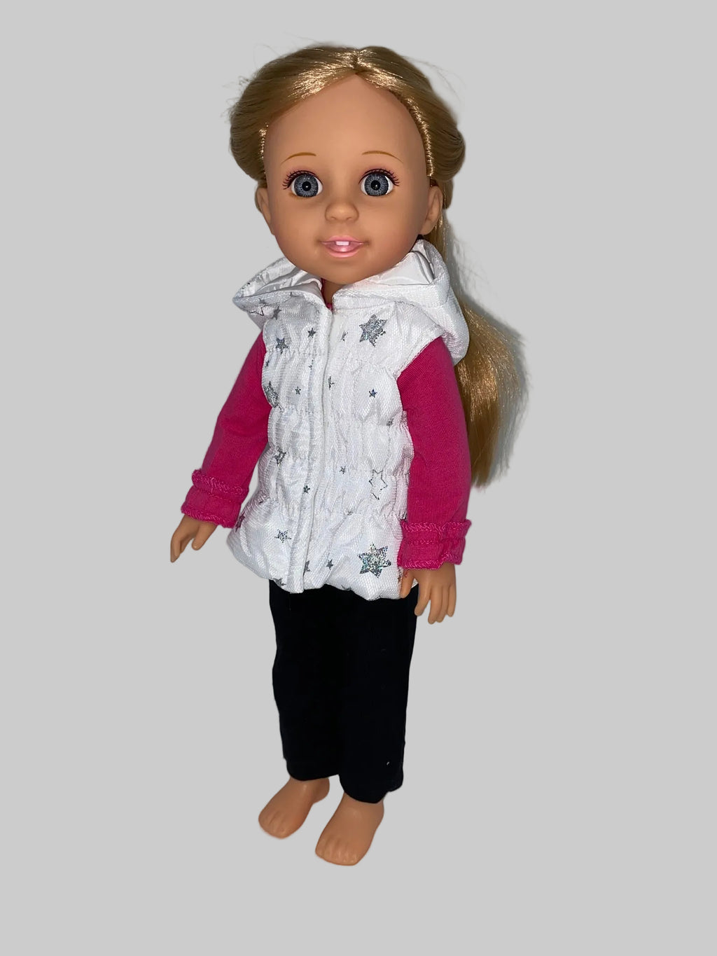 14.5 Hot Pink Star Puffer Pants Set | 14.5" Doll Clothes | Fits 14.5in Slim Body