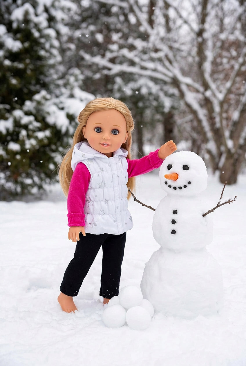 14.5 Hot Pink Star Puffer Pants Set | 14.5" Doll Clothes | Fits 14.5in Slim Body