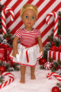 Red and White Stripe Dress | Fits Most 18" Dolls | 18 Inch Doll Clothes