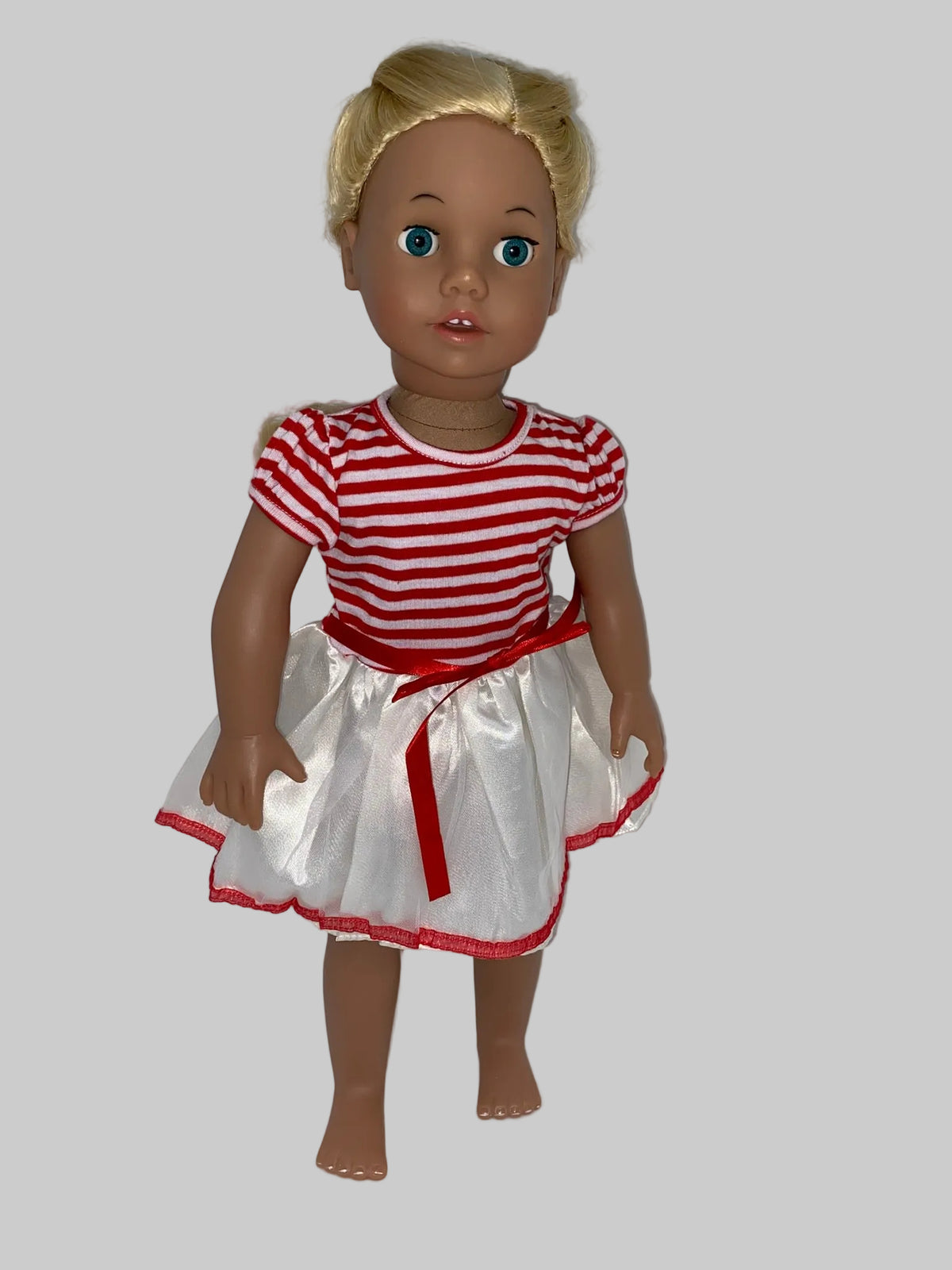 Red and White Stripe Dress | Fits Most 18" Dolls | 18 Inch Doll Clothes