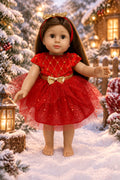 Red Velvet Dress with Headband | Fits Most 18" Dolls | 18 Inch Doll Clothes