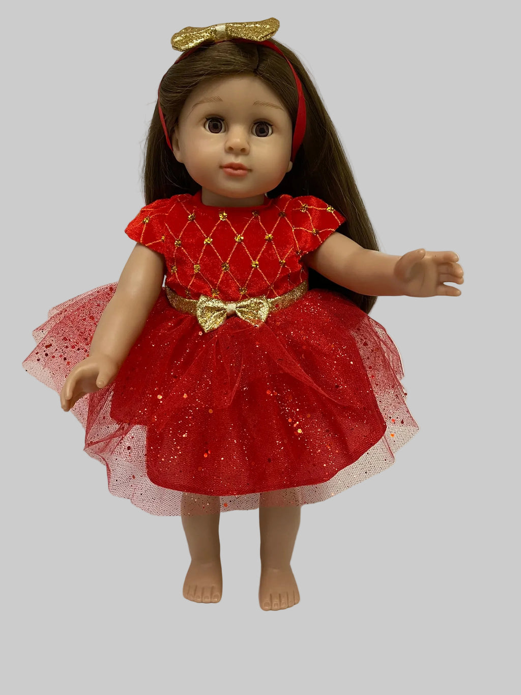 Red Velvet Dress with Headband | Fits Most 18" Dolls | 18 Inch Doll Clothes