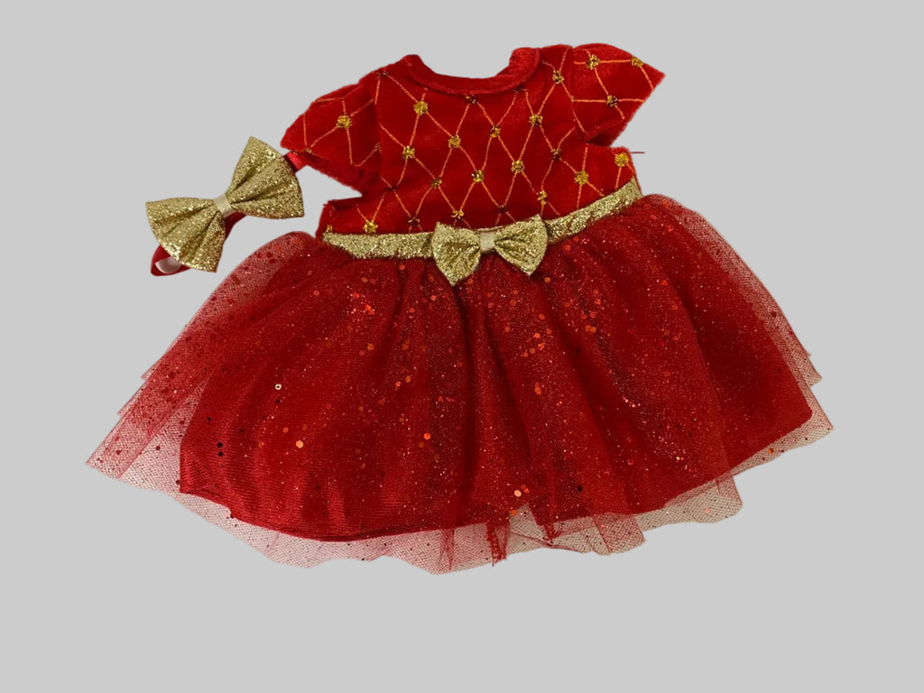 Red Velvet Dress with Headband | Fits Most 18" Dolls | 18 Inch Doll Clothes