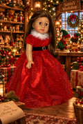 Glittery Red Christmas Dress Set  | Fits Most 18" Girl Dolls