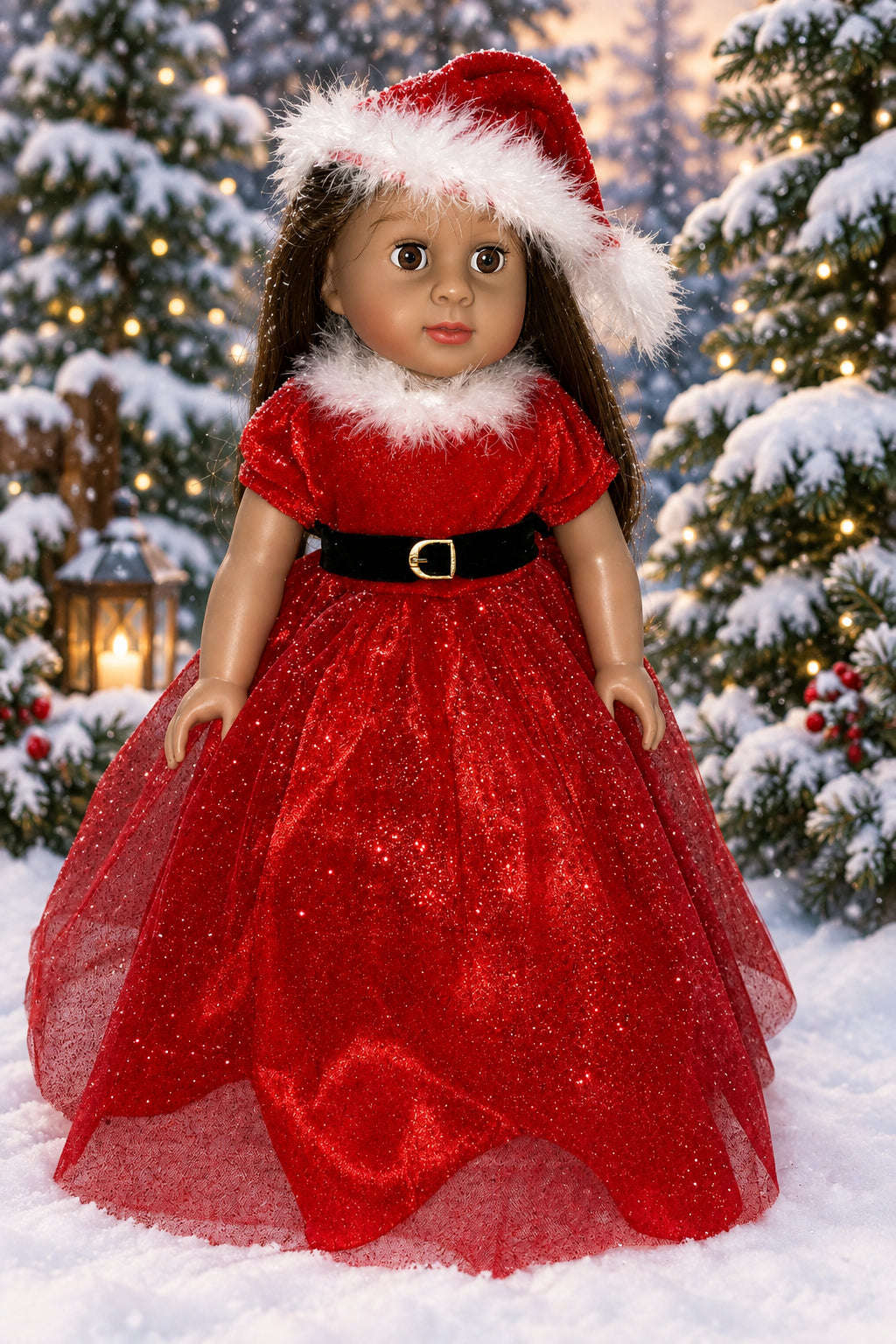 Glittery Red Christmas Dress Set  | Fits Most 18" Girl Dolls