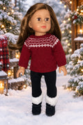 18" 3pc Burgundy Sweater Set | Fits Most 18" Dolls | 18 Inch Doll Clothes