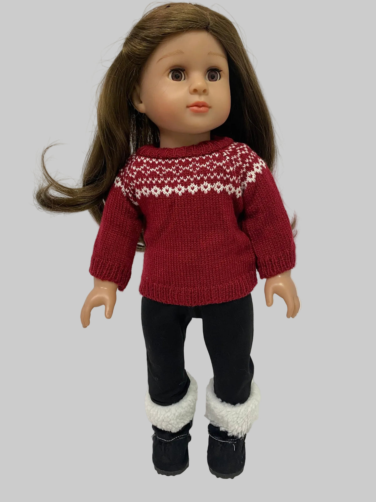 18" 3pc Burgundy Sweater Set | Fits Most 18" Dolls | 18 Inch Doll Clothes