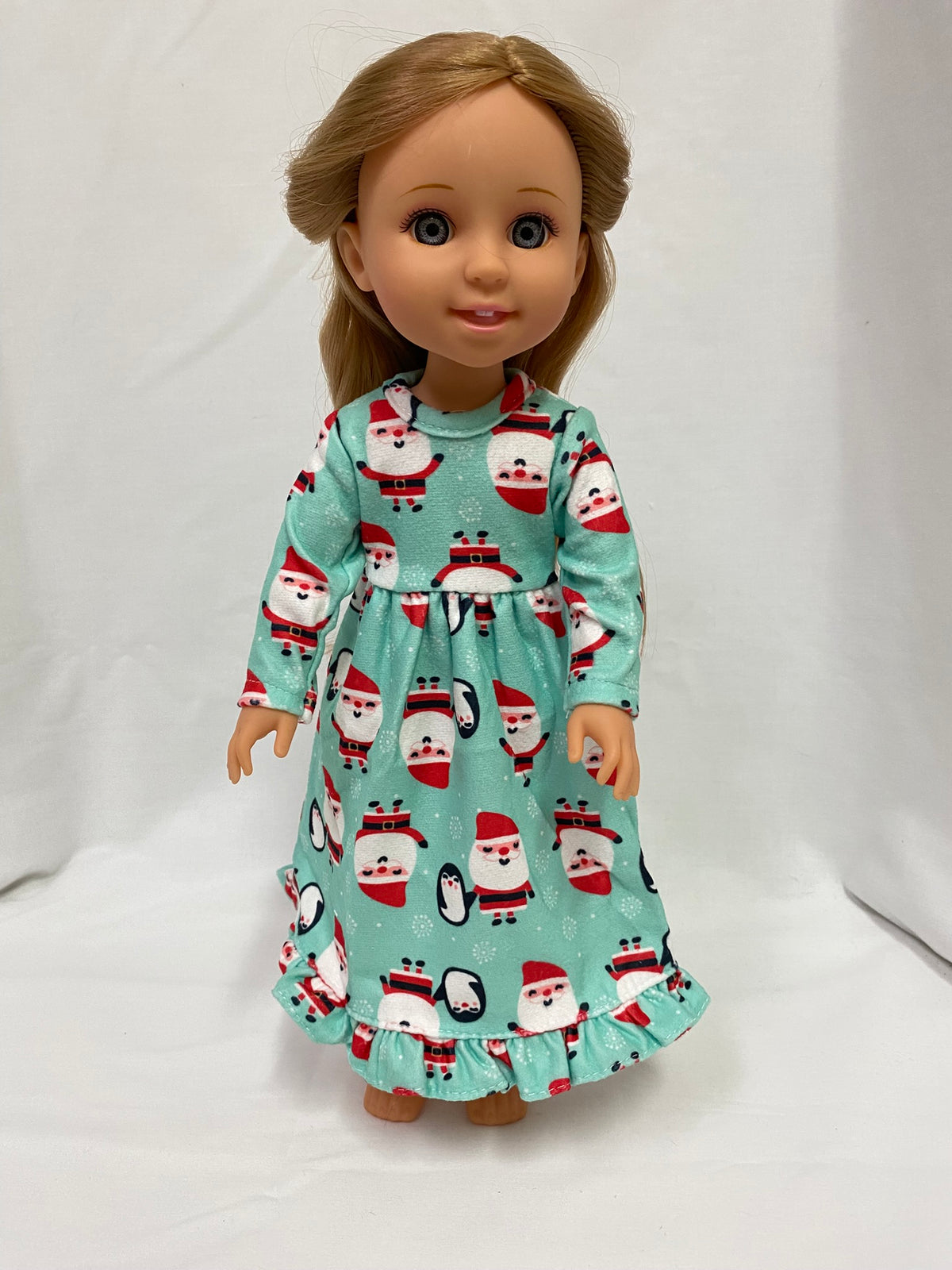14.5  Santa Flannel Nightgown | 14.5" Doll Clothes | Fits 14.5 in Slim Body Doll