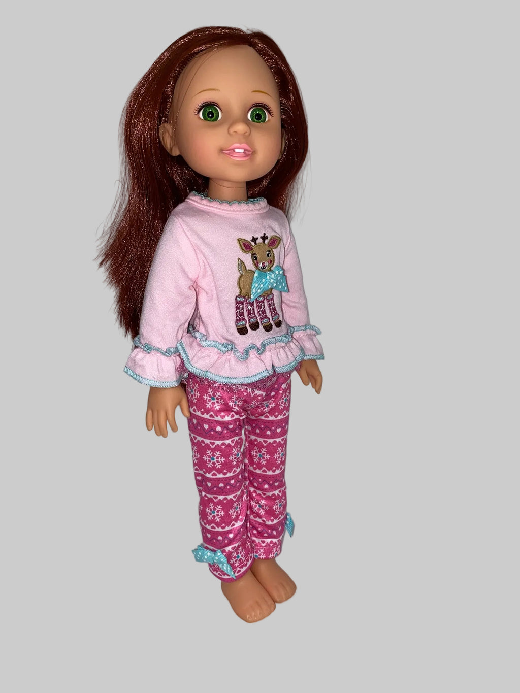 14.5" Pink Reindeer Pajama Set | 14.5" Doll Clothes | Fits 14.5 in Slim Body