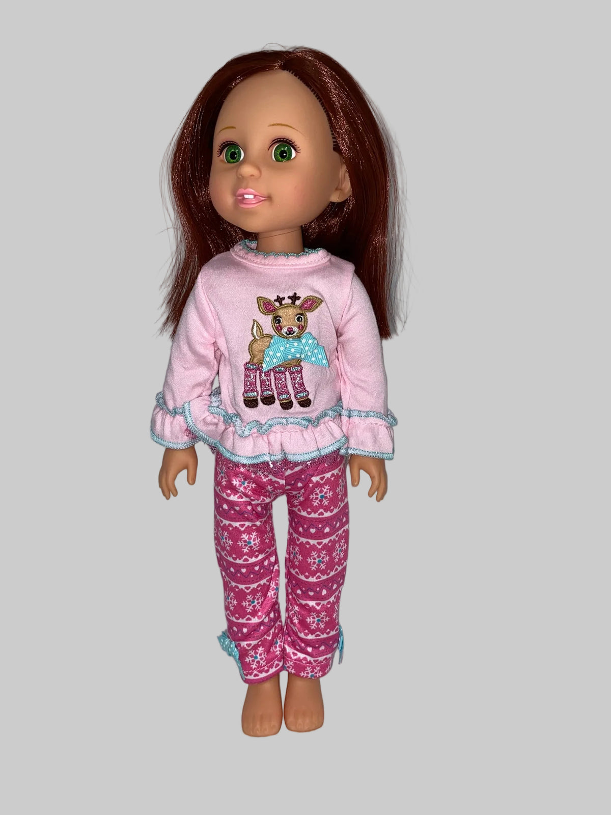 14.5" Pink Reindeer Pajama Set | 14.5" Doll Clothes | Fits 14.5 in Slim Body