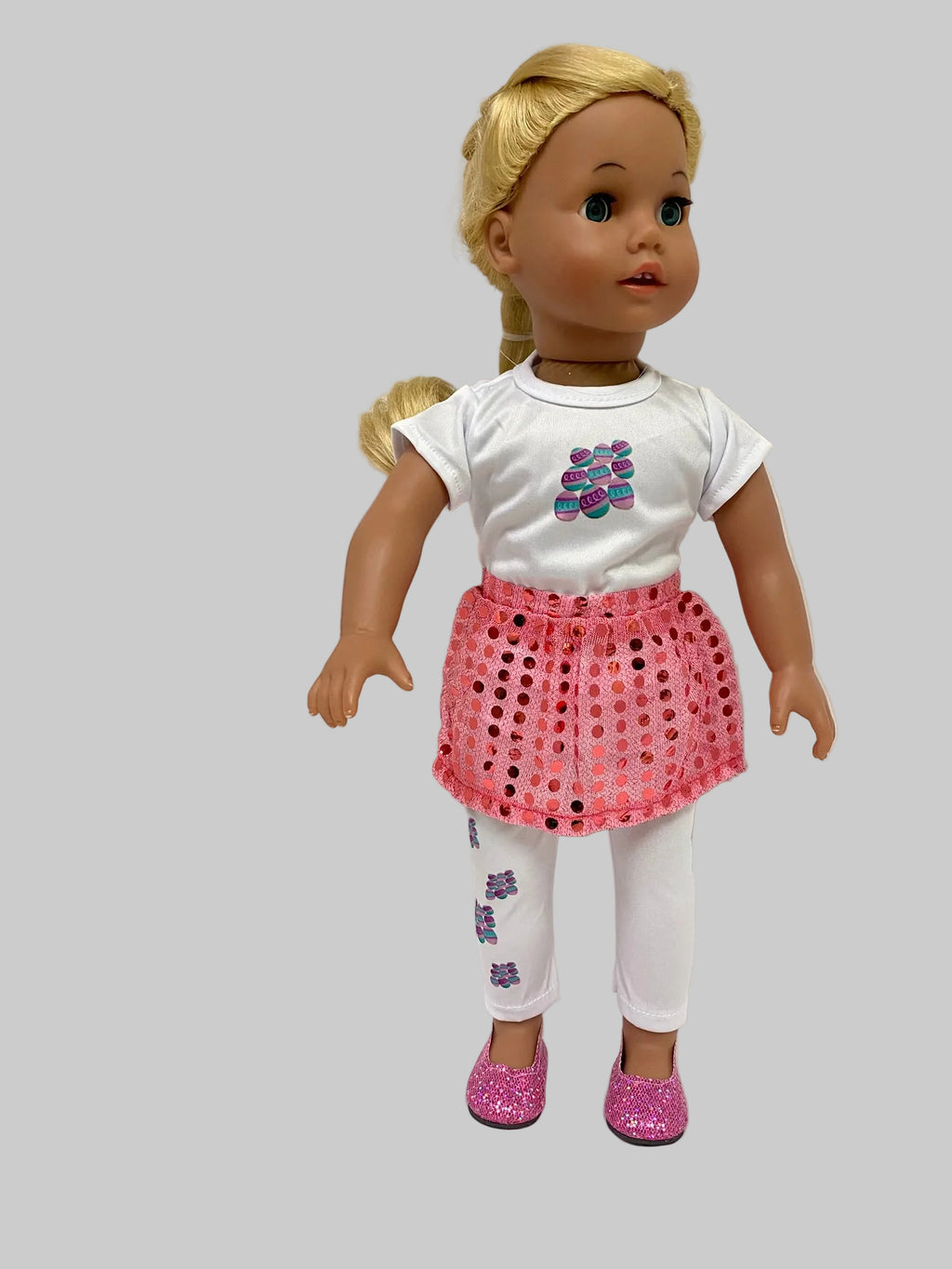 5 Pc. Pink Sequin Easter Egg Pants Set | Fits Most 18" Dolls | Doll Clothes
