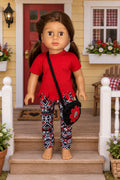 Red and Black Print Pants Set with Purse  | Fits Most 18" Dolls | 18 Inch