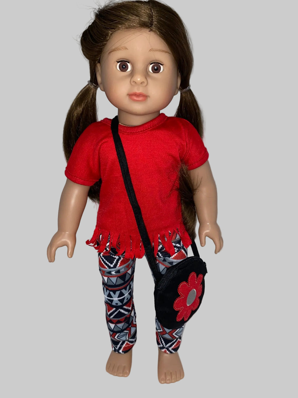 Red and Black Print Pants Set with Purse  | Fits Most 18" Dolls | 18 Inch