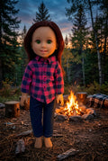 14.5" Pink and Blue Plaid Pants Set  | 14.5" Doll Clothes for Slim Body Dolls