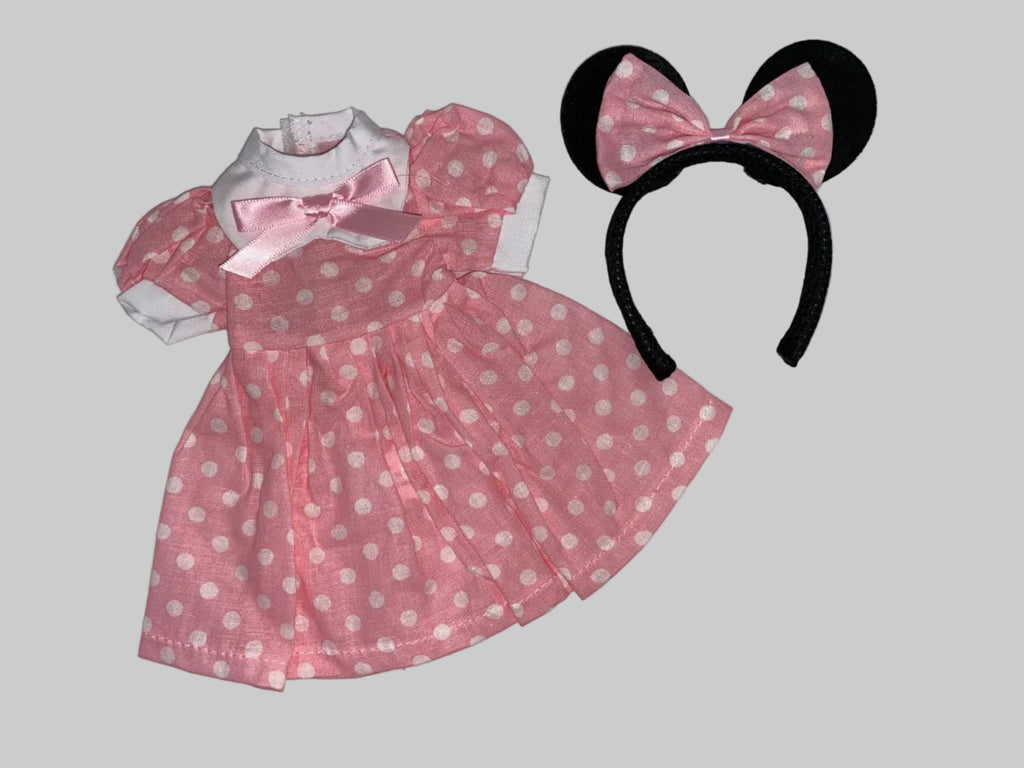 Pink Polka Dot "Little Mouse" Dress Set | 14.5" Doll | Fits 14.5 in Slim Body