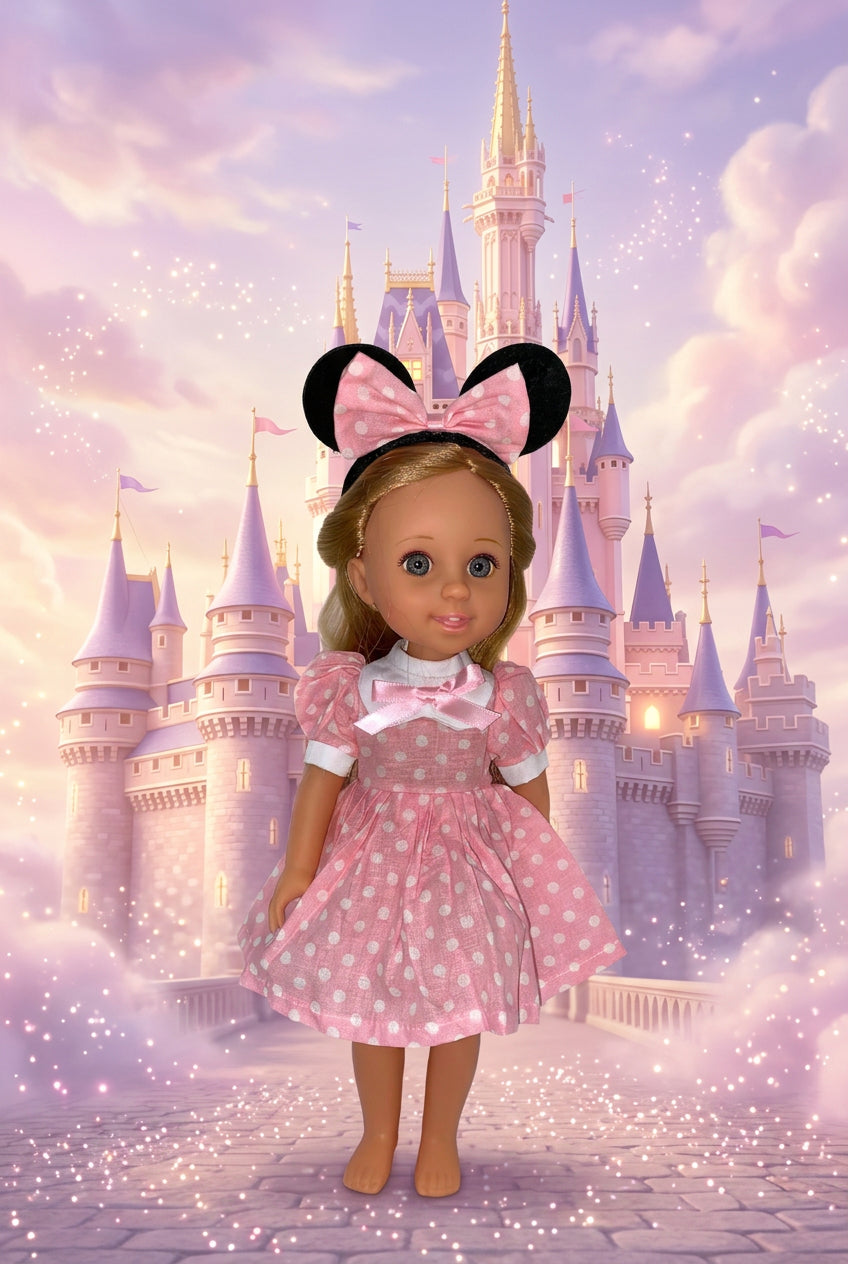 Pink Polka Dot "Little Mouse" Dress Set | 14.5" Doll | Fits 14.5 in Slim Body