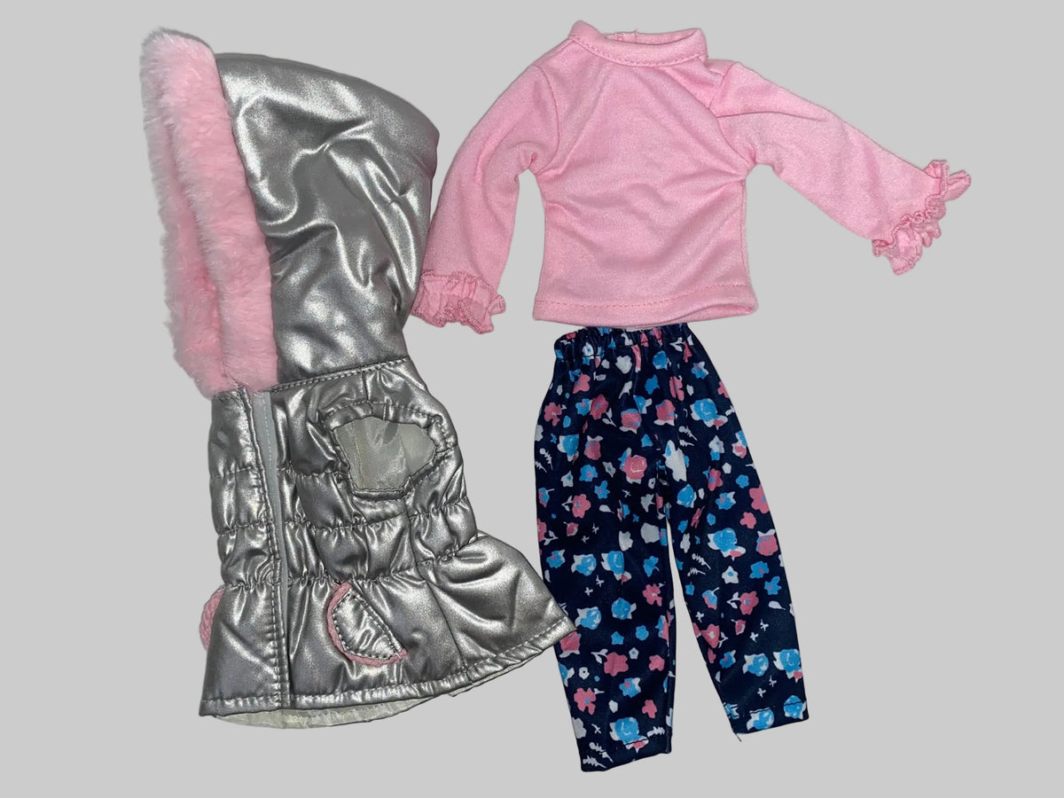 14.5 Silver and Pink Puffer Set | 14.5" Doll Clothes | Fits 14.5in Slim Body