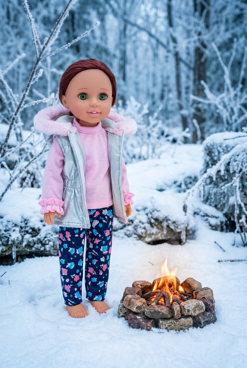 14.5 Silver and Pink Puffer Set | 14.5" Doll Clothes | Fits 14.5in Slim Body