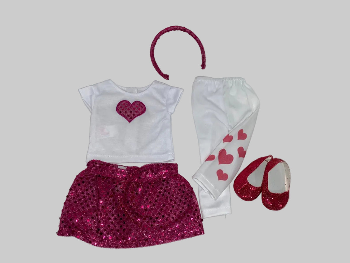 5 pc Pink Hearts Pants Set| Fits Most 18" Girl Dolls | 18 Inch Doll Clothes