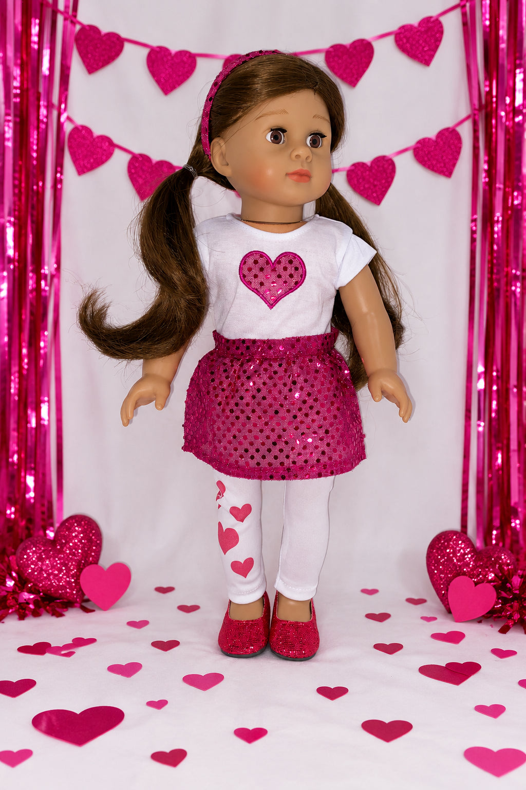 5 pc Pink Hearts Pants Set| Fits Most 18" Girl Dolls | 18 Inch Doll Clothes