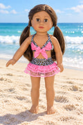 Cheetah Swimsuit with Pink Trim | Fits Most 18" Dolls | 18 Inch Doll Clothes