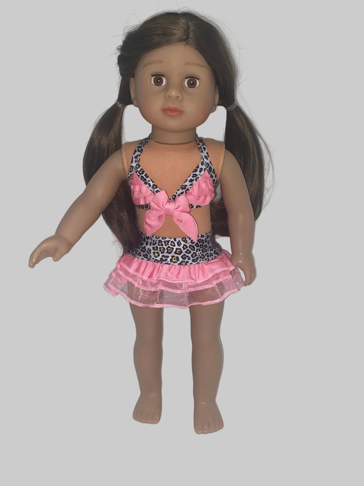 Cheetah Swimsuit with Pink Trim | Fits Most 18" Dolls | 18 Inch Doll Clothes