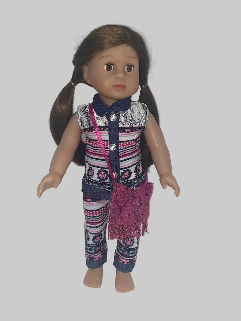 Hot Pink and Blue Graphic Pants Set  | Fits Most 18" Doll | 18 Inch Doll Clothes