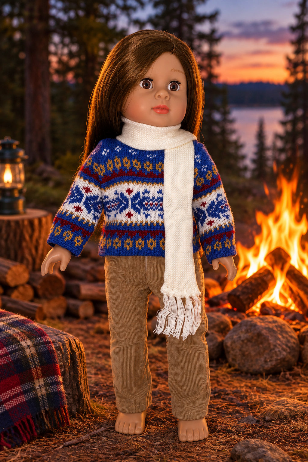 18" 3pc Blue Sweater Set with Pants | Fits Most 18" Dolls | 18 Inch Doll Clothes