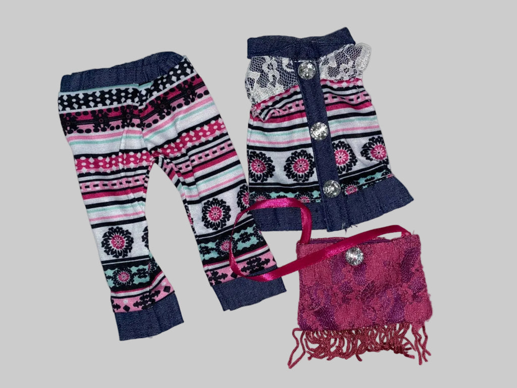 14.5" Hot Pink Graphic Print Pants Set | Fits 14.5 in Slim Body Dolls