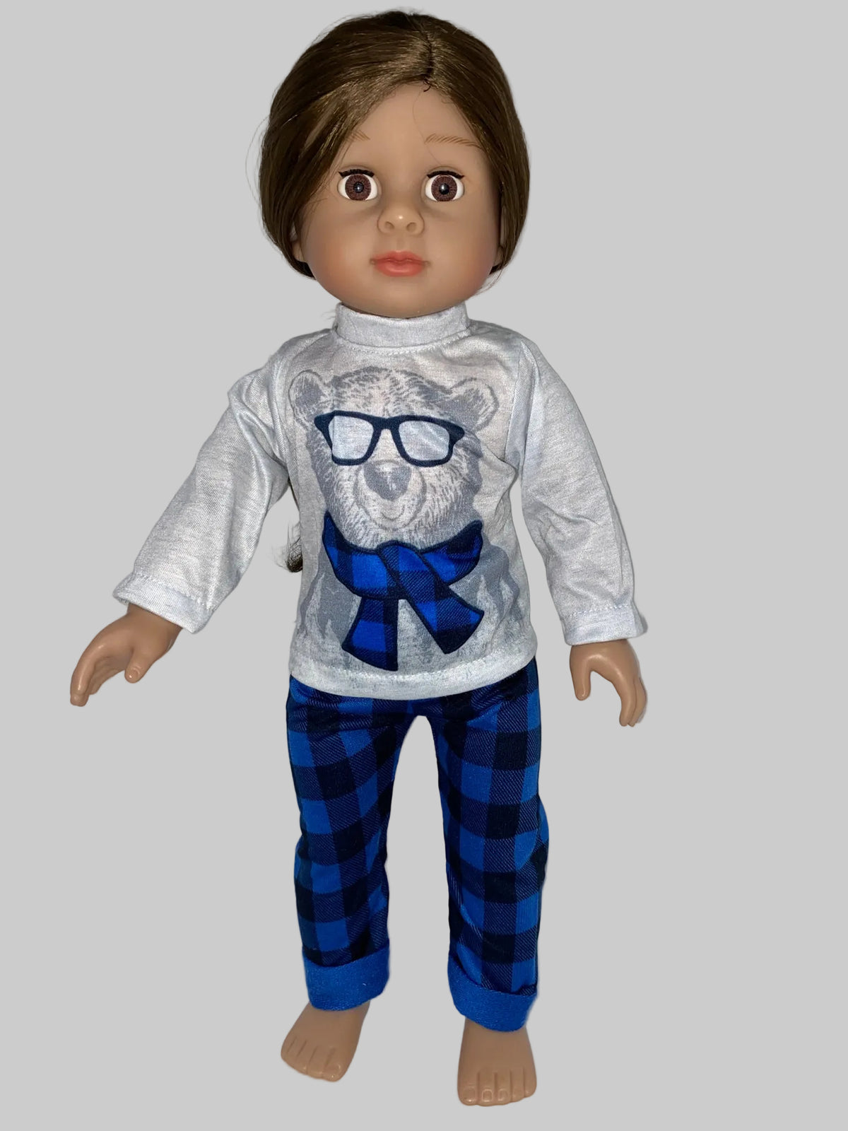 "Cool Bear" Buffalo Plaid PJs | Fits Most 18" Girl Doll | 18 Inch Doll Clothes