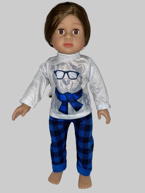 "Cool Bear" Buffalo Plaid PJs | Fits Most 18" Girl Doll | 18 Inch Doll Clothes