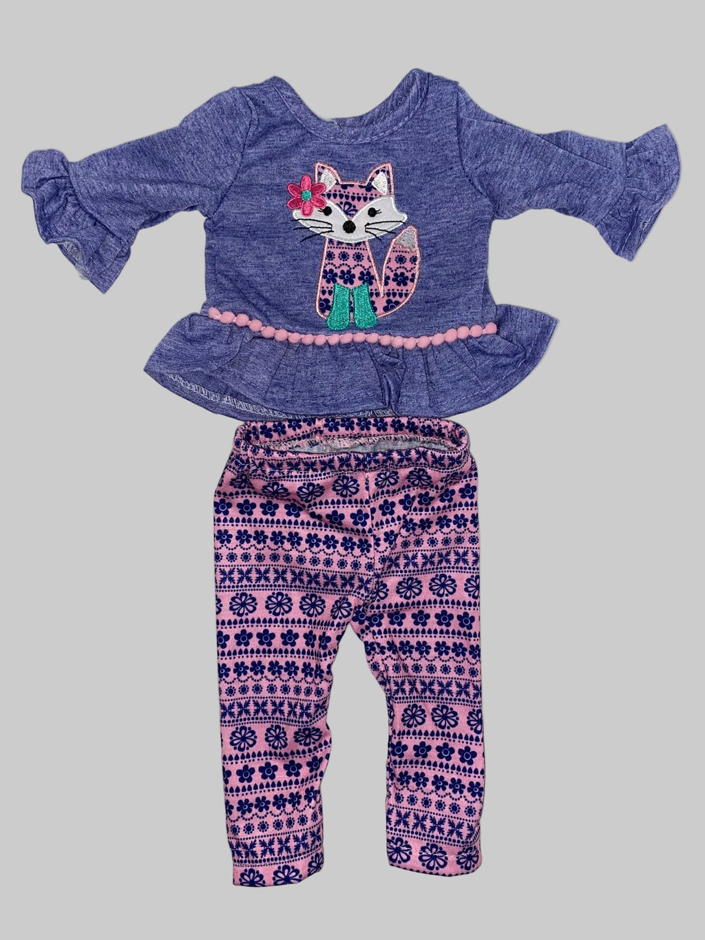 Lavender Fox Print Pants Set | Fits Most 18" Girl Dolls | 18 Inch Doll Clothes