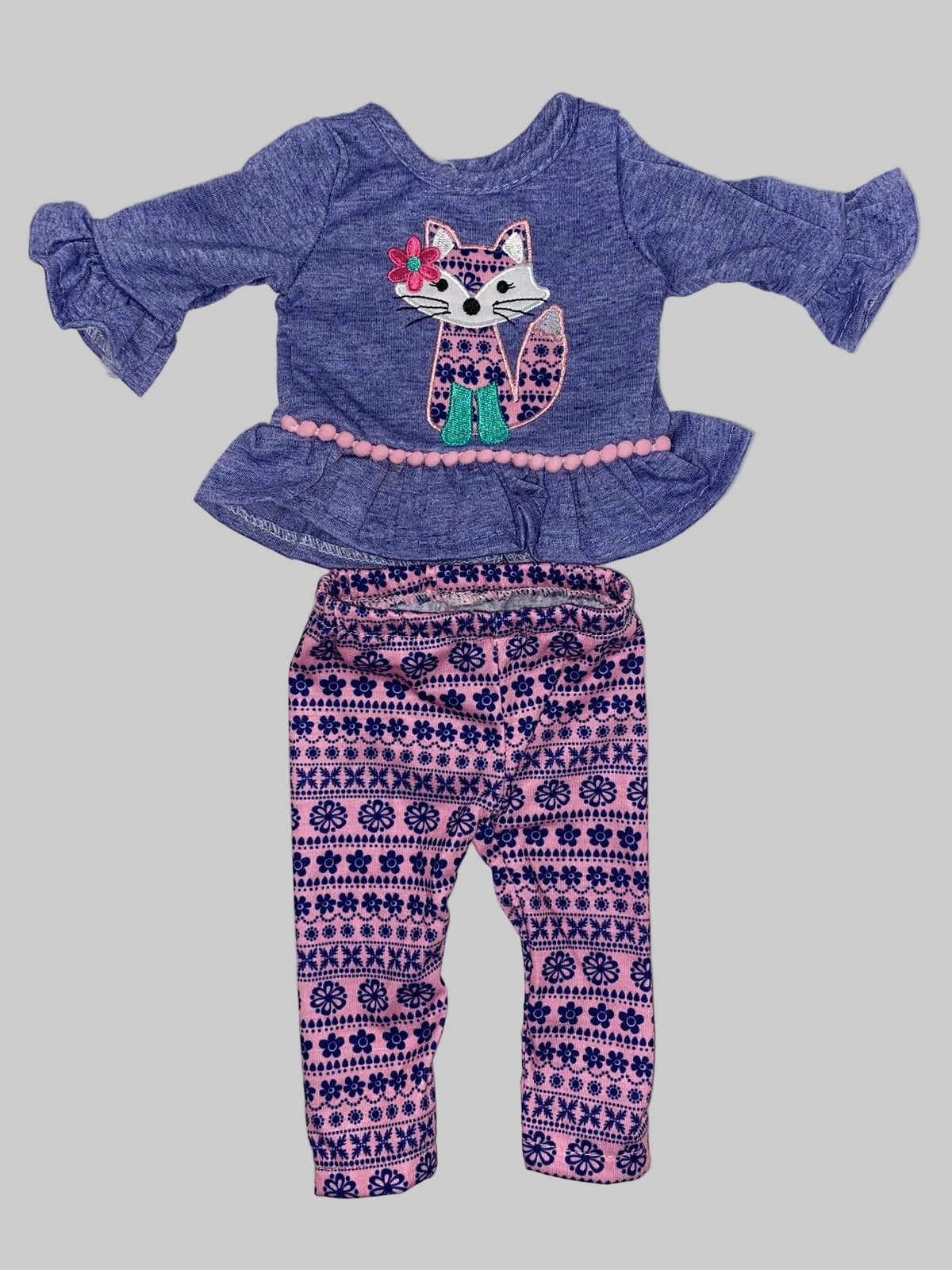 Lavender Fox Print Pants Set | Fits Most 18" Girl Dolls | 18 Inch Doll Clothes