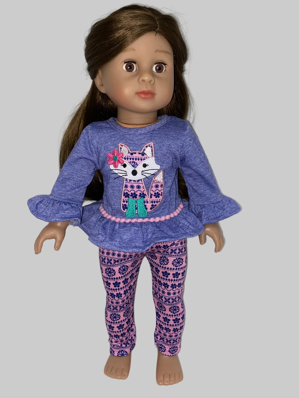 Lavender Fox Print Pants Set | Fits Most 18" Girl Dolls | 18 Inch Doll Clothes