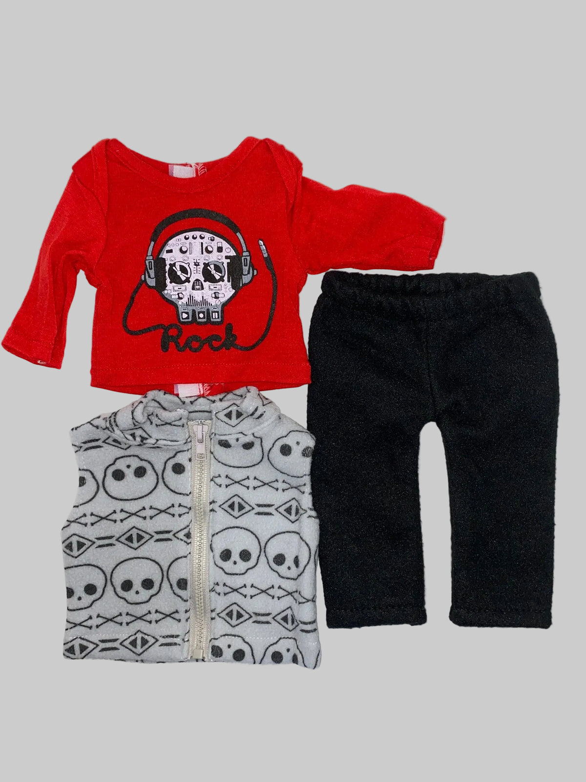 18" Red and Black Skull Pants Set | Fits Most 18" Dolls | 18 Inch Doll Clothes