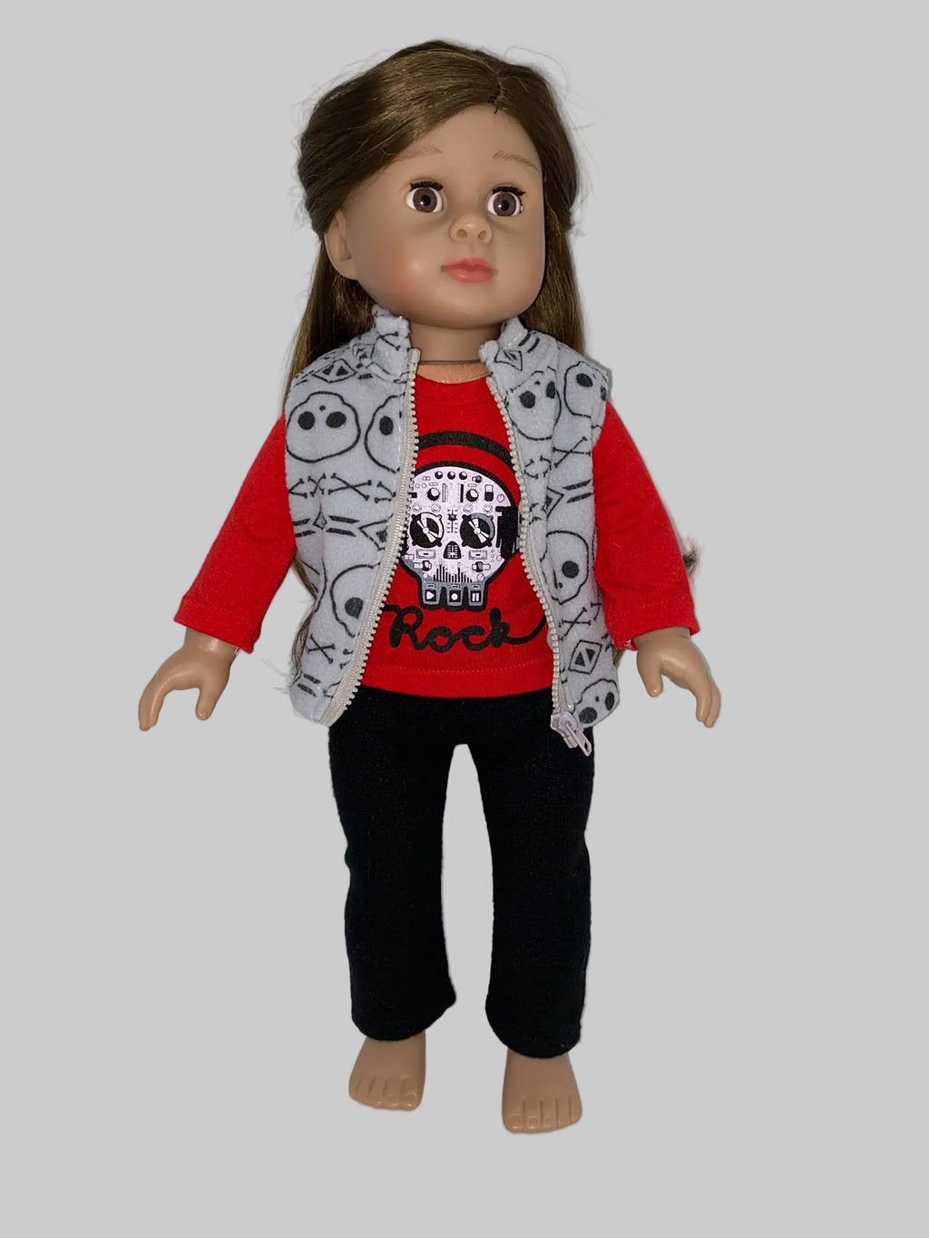 18" Red and Black Skull Pants Set | Fits Most 18" Dolls | 18 Inch Doll Clothes