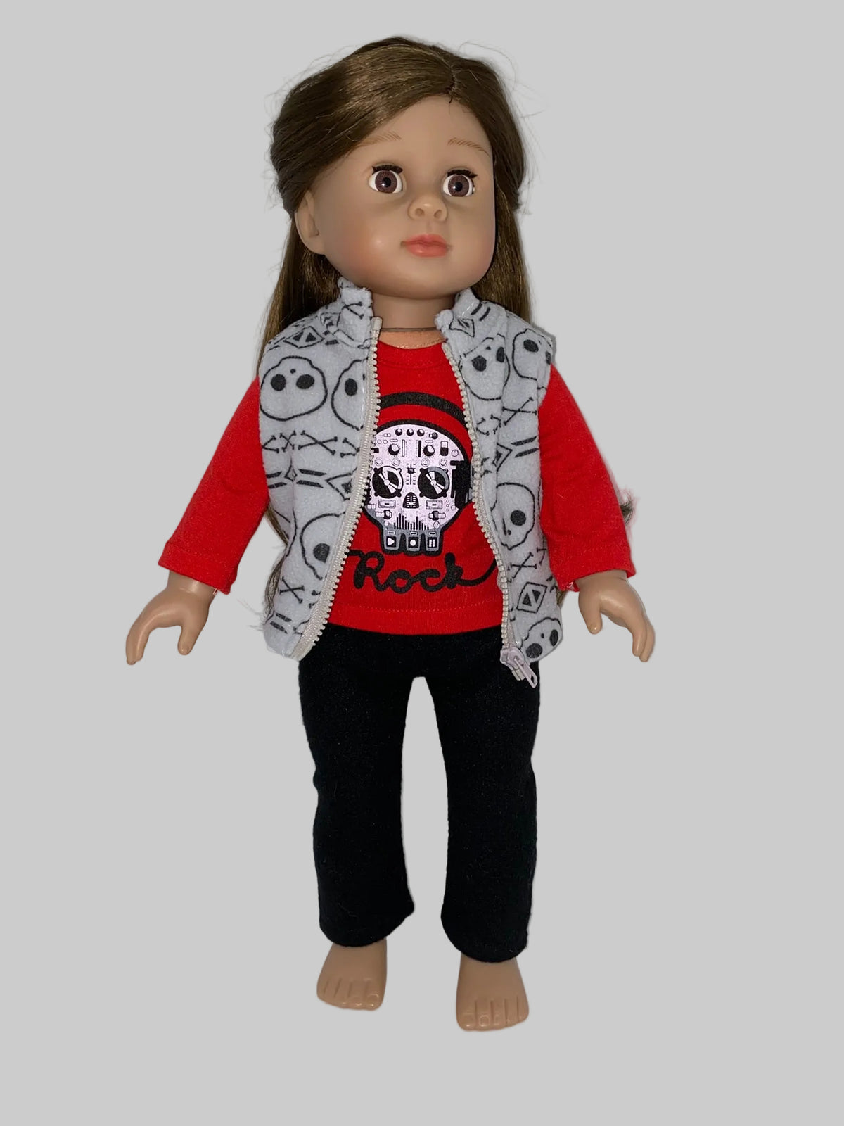 18" Red and Black Skull Pants Set | Fits Most 18" Dolls | 18 Inch Doll Clothes