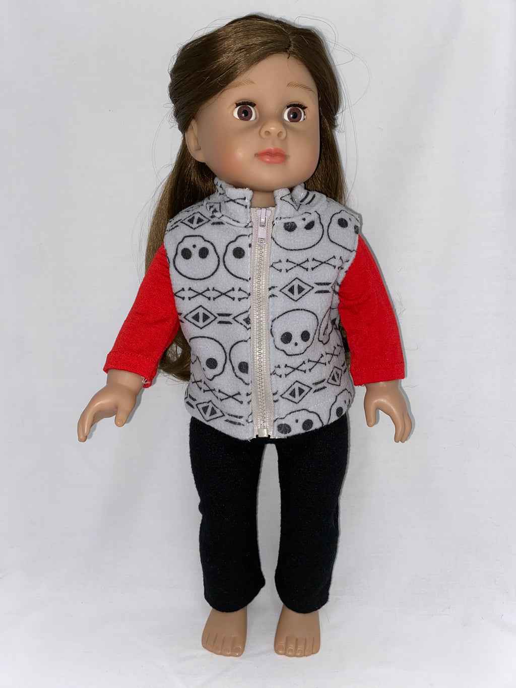 18" Red and Black Skull Pants Set | Fits Most 18" Dolls | 18 Inch Doll Clothes