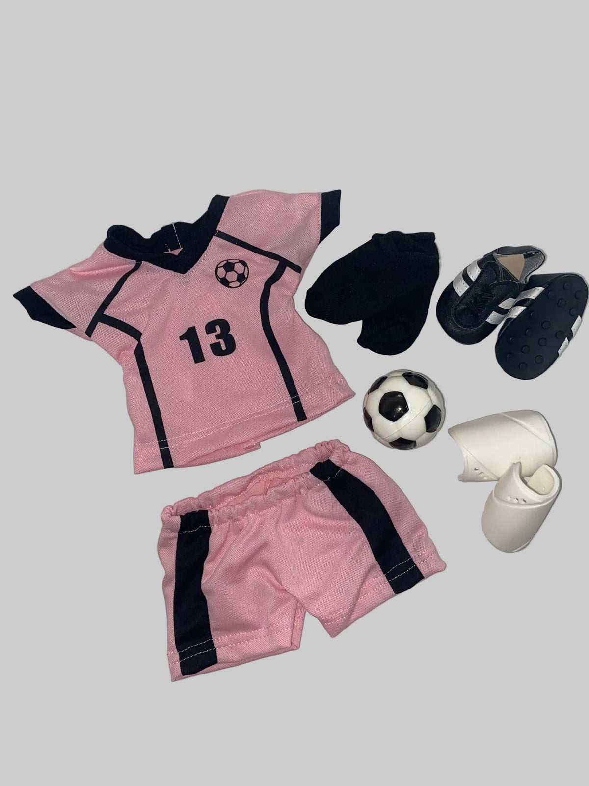 Pink and Black Soccer Set with Ball | Fits Most 18" Dolls | 18 Inch Doll Clothes