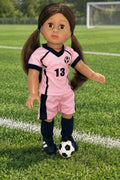 Pink and Black Soccer Set with Ball | Fits Most 18" Dolls | 18 Inch Doll Clothes