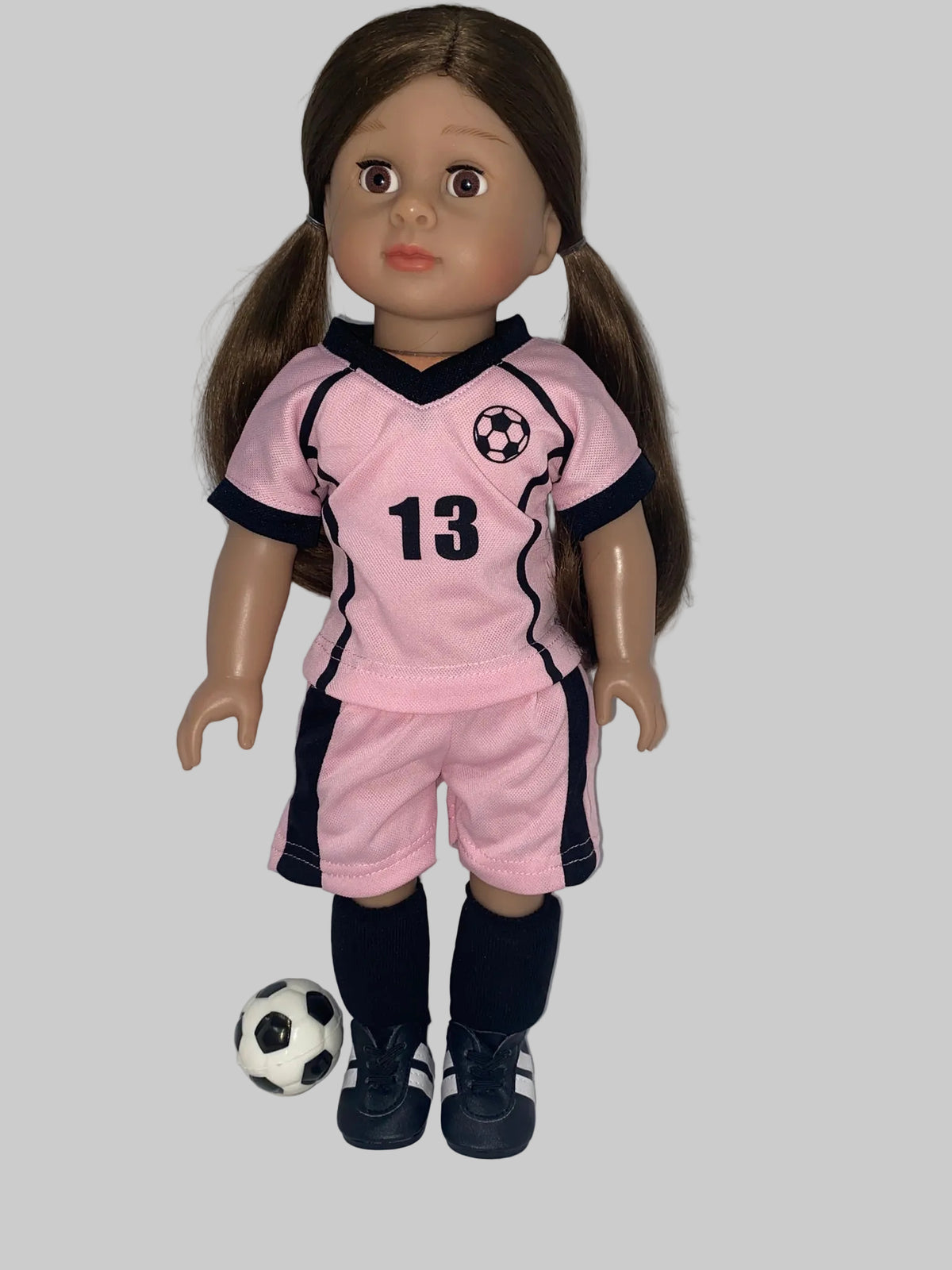 Pink and Black Soccer Set with Ball | Fits Most 18" Dolls | 18 Inch Doll Clothes